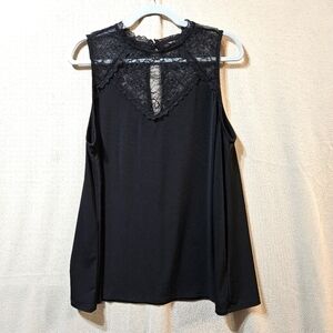 Torrid 1X Elegant Black Lace Trim Sleeveless Top